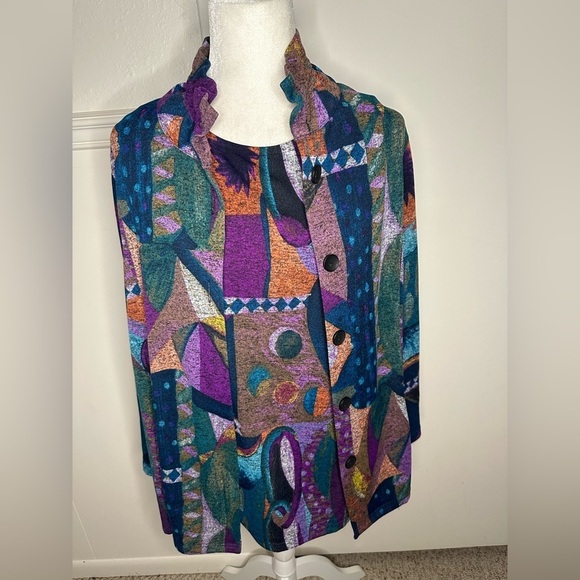 Damee Tops - DAMEE tank and jacket Colorful Abstract SET Women's Size M